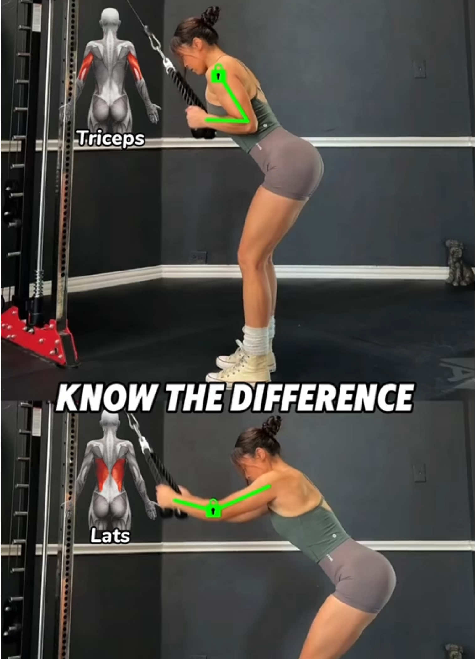 Master the Basics: Lat Pullover vs. Tricep Extension Know the difference • Lat Pullover: Lock your elbows and move from the shoulders to target your lats effectively. • Tricep Extension: Lock your shoulders and move only from the elbows to isolate your triceps. #back #backworkout #upperbody #workouttips #gymtipsforbeginners    