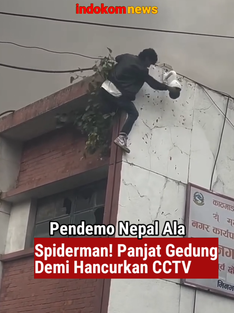 Pendemo Nepal Ala Spiderman! Panjat Gedung Demi Hancurkan CCTV Nepal makin panas! Aksi demo yang dipimpin kalangan muda Gen-Z tidak hanya membakar gedung parlemen hingga kantor media raksasa Kantipur, tapi kini juga muncul adegan ala film superhero. Sejumlah massa terekam memanjat dinding gedung bak Spiderman 🕷️🔥 hanya demi menghancurkan kamera CCTV yang terpasang di sudut-sudut bangunan. Aksi ini sontak bikin warga sekitar bersorak, ada yang menganggap serius, ada pula yang menyebutnya gokil abis. Tujuan mereka jelas: menghilangkan rekaman aksi demo agar tak bisa dijadikan bukti aparat. Namun gaya mereka memanjat gedung membuat momen tersebut viral di media sosial. Hingga kini, Kathmandu masih dijaga ketat oleh militer. Namun aksi-aksi liar massa terus berlanjut, memperlihatkan betapa panasnya situasi politik di Nepal 2025. #NepalChaos #DemoNepal #SpidermanStyle #GenZAction #ViralNepal 