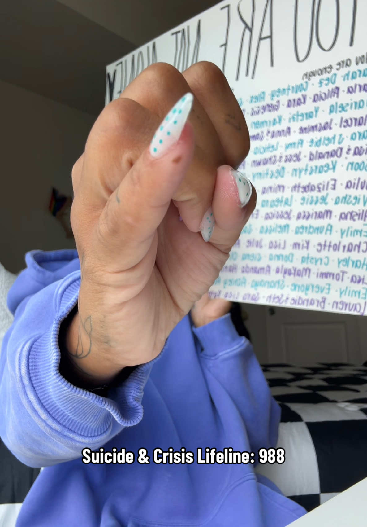 Nail day… a set for us 💜🩵 #gelxnails #gelxnailsathome #suicidepreventionmonth #diynails #mentalhealthmatters 