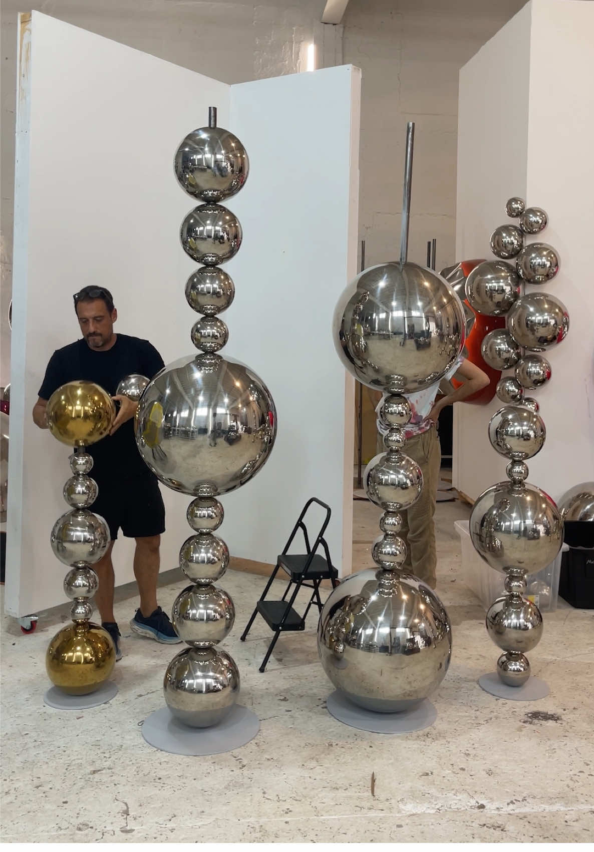 Stacking all the totems up🪩 #sculpture #artgallery #oddlysatisfying #artist #Artstudio #artinstallation
