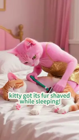 kitty got its fur shaved while sleeping!#aigc#kitty#video#funny  