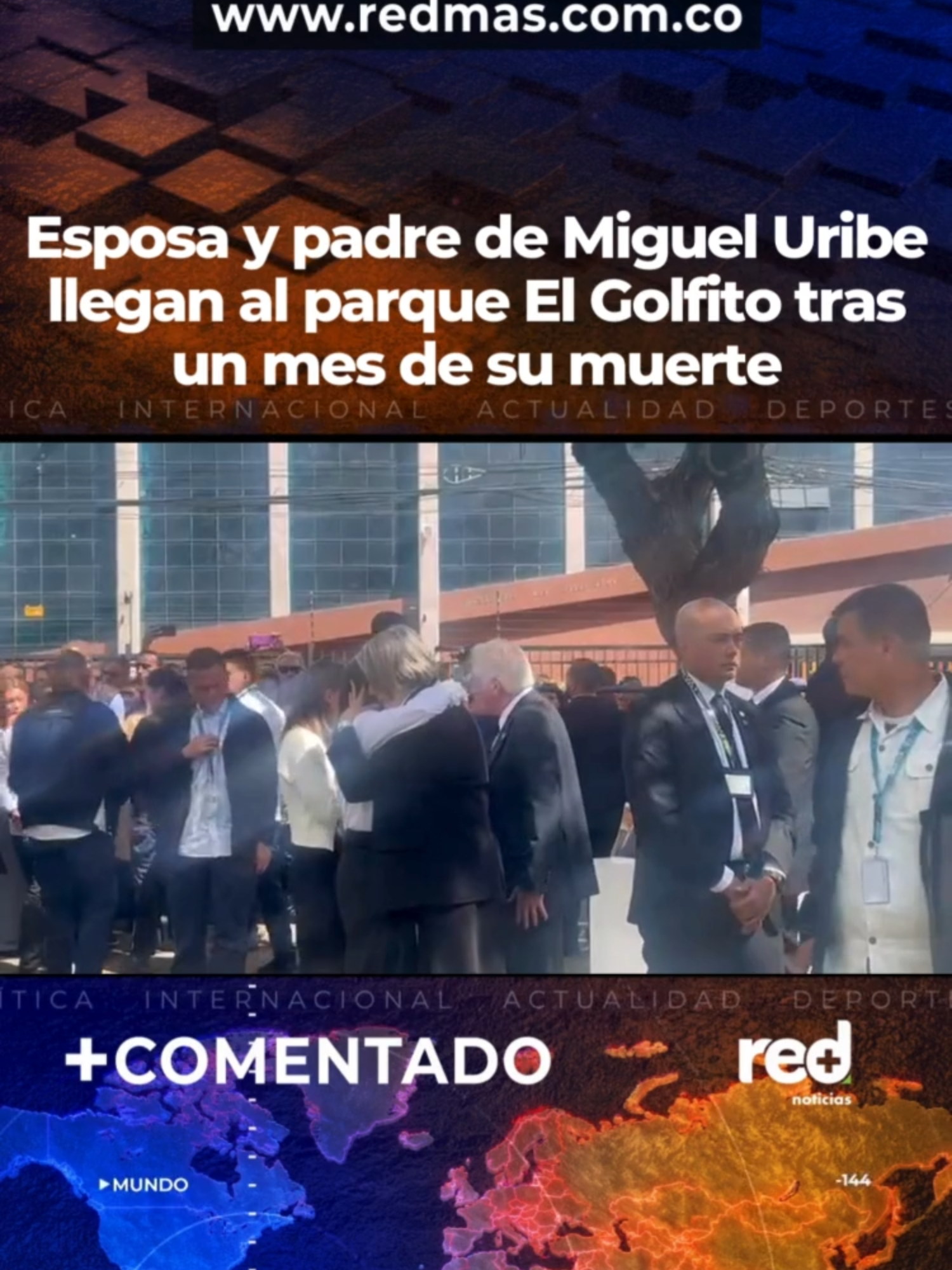 #AEstaHora | El precandidato Miguel Uribe Londoño y María Claudia Tarazona llegan al parque El Golfito, en Bogotá, para rendir un homenaje a Miguel Uribe Turbay. Se cumple un mes de su fallecimiento.