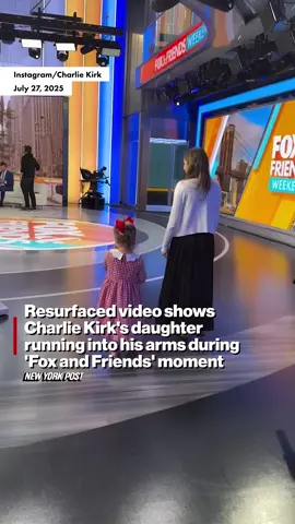 A tear-jerking video shows Charlie Kirk’s 3-year-old daughter running up to her dad and jumping into his arms while he filled in as a co-host on “Fox & Friends.” 😥