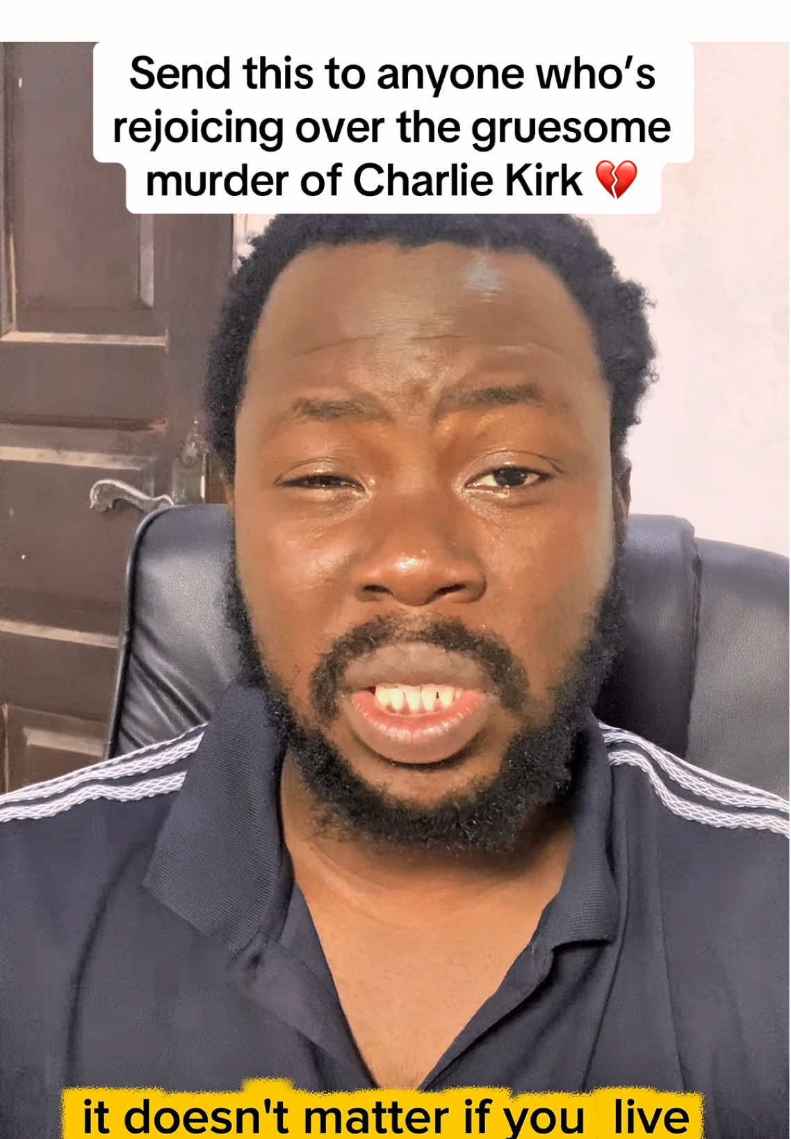 It’s so unfortunate to see how some are rejoicing over the death of a man who has stood for His truth all his life ,directly and indirectly having  made positive impacts to his country and the world at large. YOU (not me )may not agree with some of his ideals and principles but he does not deserve to be murdered in cold blood . He is human like you , I , even the killer and blood runs through our veins. Now, you may have silenced his voice but I tell you that the truth he stands for Will not be silenced. Continue to rest in the bosom of our lord Jesus Christ , Charlie Kirk 💔✝️ #charliekirk #humanity #ripcharliekirk