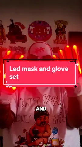 Skeleton LED mask and glove set 💀 🧤  4 different color options 3 different light modes  AA batteries needed 🔋  #ledmask #halloweenmask #skeletonmask #lightupmask 