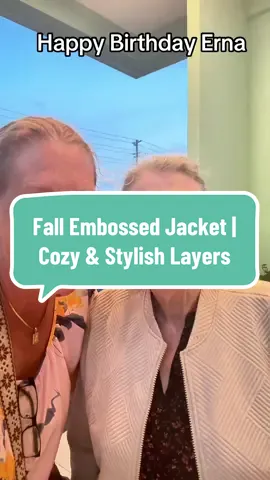Fall fashion made cozy ✨ This embossed zip-up jacket comes in multiple colors and is perfect for layering. Super soft, comfortable, and true to size — my 85-year-old mom even approved it on her birthday! FallFashion #CozyStyle #EverydayOutfit #FallJacket #OOTDFall