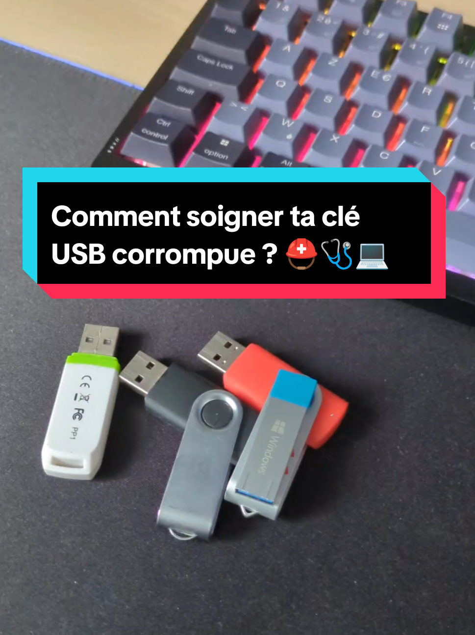 Si ta clé USB préférée est corrompue  voici la commande CHKDSK qui permet d'analyser pour tenter de la réparer. #techtok #informatique #astucepc #windows 