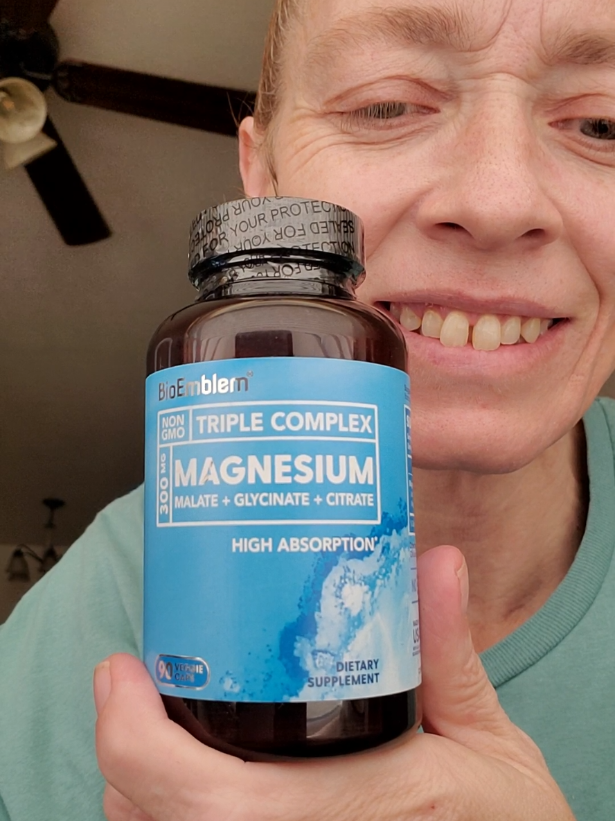 BioEmblem Non GMO Triple Complex Magnesium 300 MG - Helps Support Bone Health, Muscle Health, Heart Health, Cognitive Function, Nerve Function, & Energy Production. Magnesium canal also help with rest. #fyp #supplements #magnesium #health #support 