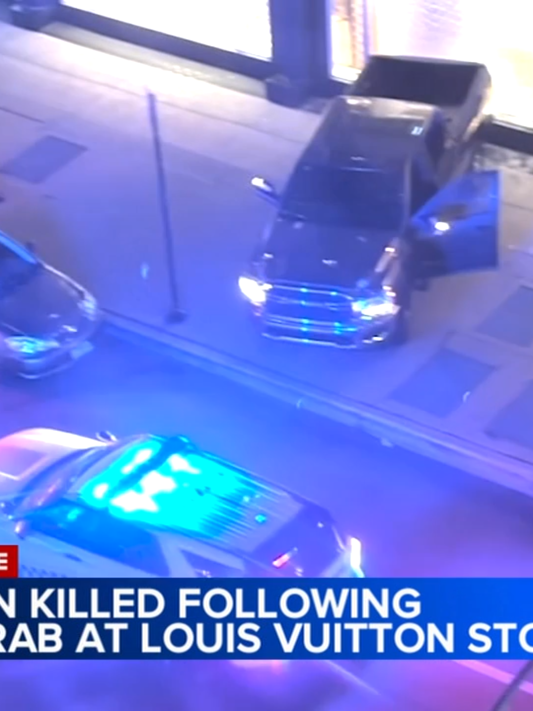 Crash and grab burglars targeted a Louis Vuitton store on Michigan Avenue and an innocent bystander was killed in a crash involving an alleged getaway vehicle Thursday morning, Chicago police said. The incident occurred at about 4:53 a.m. in the 100-block of East Walton Street. The driver of the Honda, a man in his 40s who was not involve din the burglary, was transported to Northwestern Memorial Hospital, where he was pronounced dead, police said.