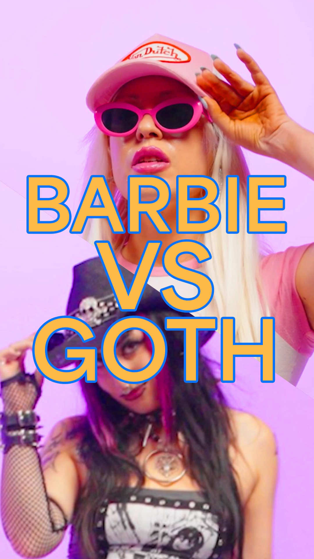Barbie-core and goth-core swap styles to see who stands tall on the runway in Fit Fight! Find out who wins TOMORROW! #fashion #barbie #goth 