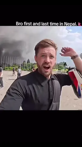 A tourist trapped in Nepals GenZ protest and it might have been a great experience and adventure for him that he would never forget @wehatethecold  #nepal #tourist #fyp #viral #trending 