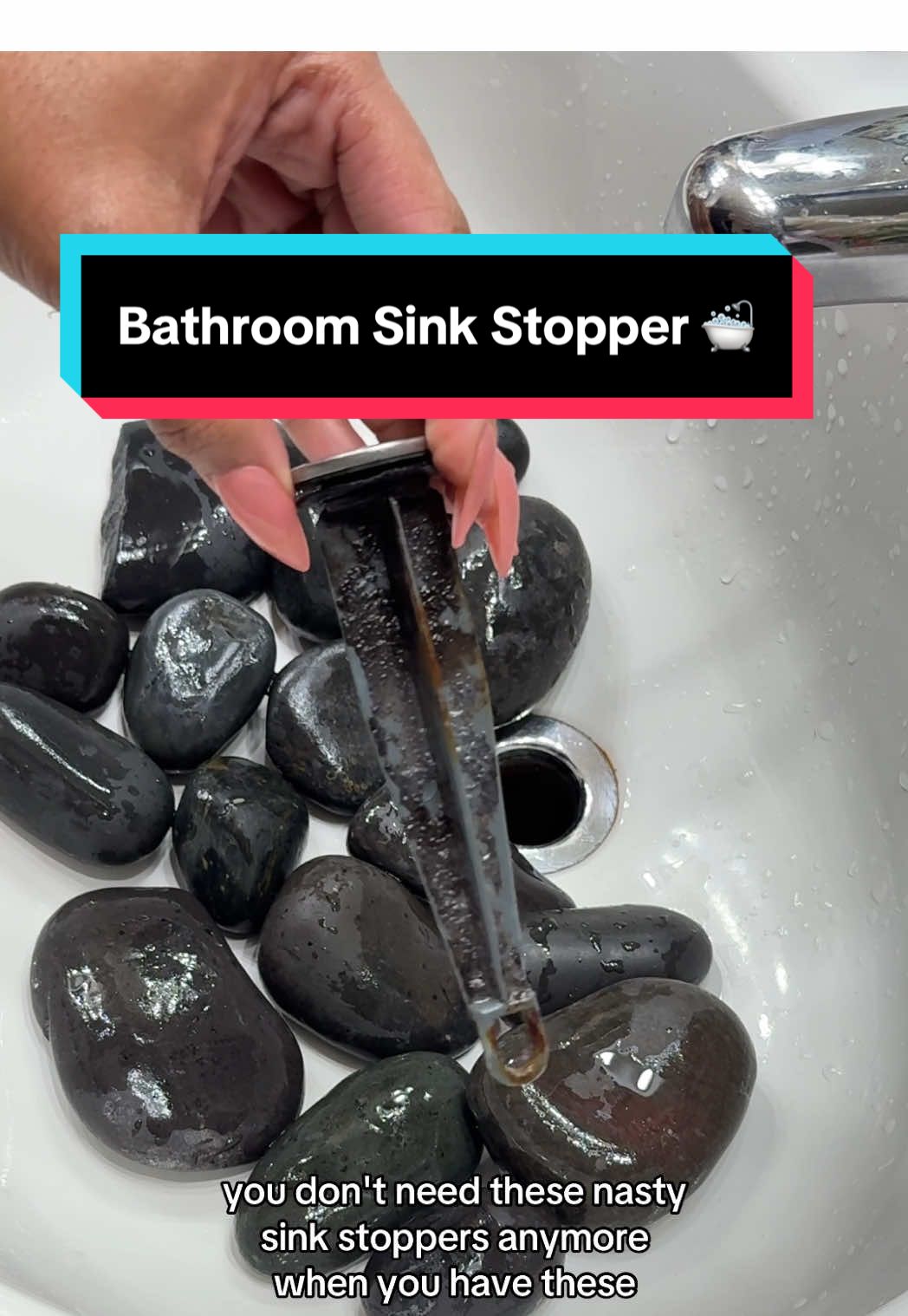 Bathroom Sink Stopper 🛁✨ 2-in-1 pop-up with anti-clog basket 🙌🏽🥳 I love that this keeps water flowing and catches hair/jewelry 💃🏽 No more sink chaos 👏🏽 #HomeHacks #BathroomFinds #TikTokMadeMeBuyIt #CleanTok #tiktokshoprestock 