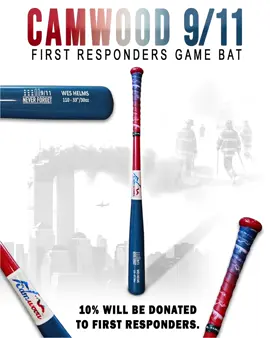 Our “Camwood 9/11 First Responders Game Bat” is live and 10% of each sale will be donated back to our First Responders. 🇺🇸💪💥 #twintower #sept11 #911 #baseball #firstresponders 