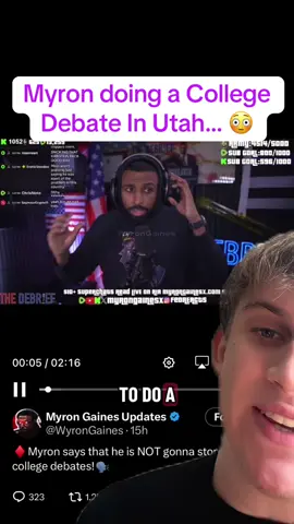 Myron doing a College  Debate In Utah…#myrongaines #charliekirk #utah 