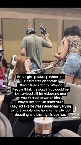 Girl speaks up to people in her class celebrating Charlie Kirk’s death #fyp #charliekirk #viral #politics #school 