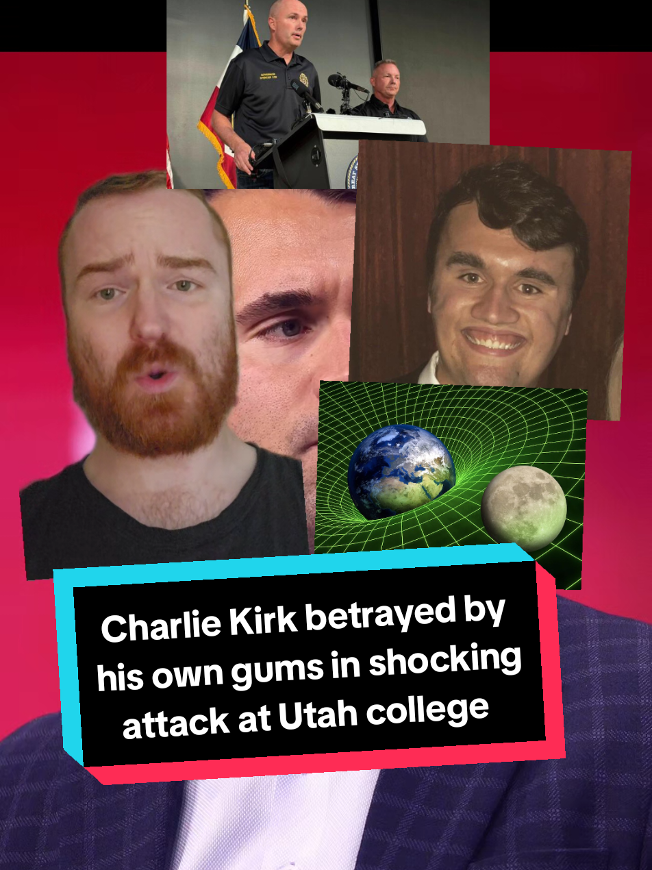 Utah police say Charlie Kirk's giant gums may have pulled shot, designed to miss him, off target leading to his untimely demise #fyp #charliekirk #parody #BullsNoseNews #satire 