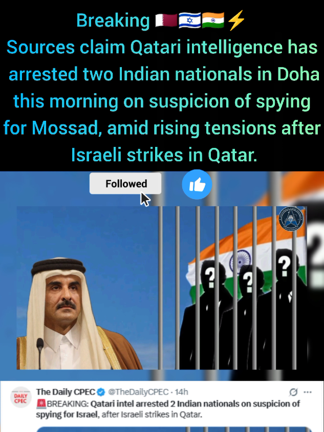 Breaking 🇶🇦 🇮🇱 🇮🇳⚡️Qatar Arrested Tow Indian Nationals In Doha 