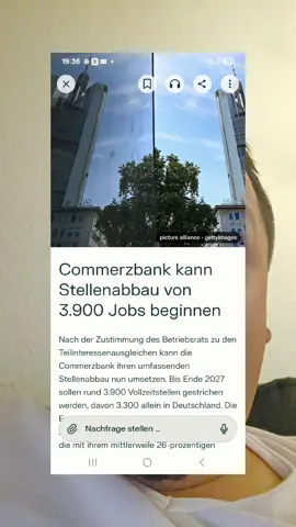 Die Commerzbank entlässt 3900 Menschen davon 3300 in Deutschland. während an anderen Standorten Personal aufgebaut wird. dadurch sollen die Gewinne fast verdoppelt werden #huntercoach #künstlicheintelligenz #arbeitgeber #ki #arbeitswelt 