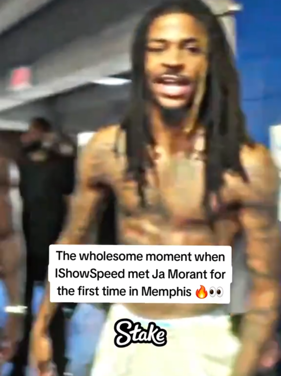 The wholesome moment when IShowSpeed met Ja Morant for the first time in Memphis 🔥👀 #ishowspeed #jamorant 