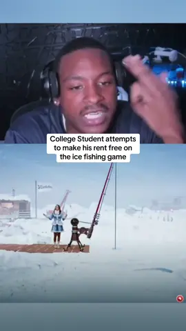 College Student attempts to make his rent free on the ice fishing game #kickstreaming 