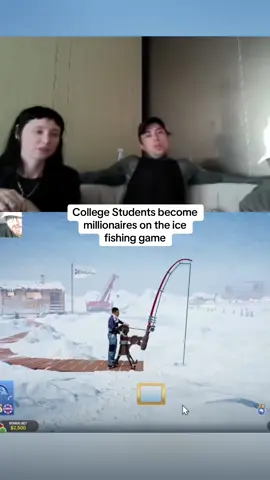 College Students become millionaires on the ice fishing game #kickstreaming 