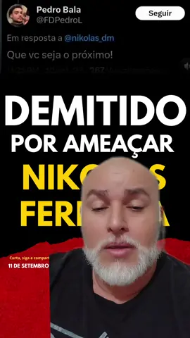 HOMEM QUE AMEAÇOU O DEPUTADO NIKOLAS FERREIRA FOI DEMITIDO DE SEU EMPREGO APÓS PUBLICAR NAS REDES SOCIAIS QUE NIKOLAS SERIA O PRÓXIMO A SER ALVEJADO
