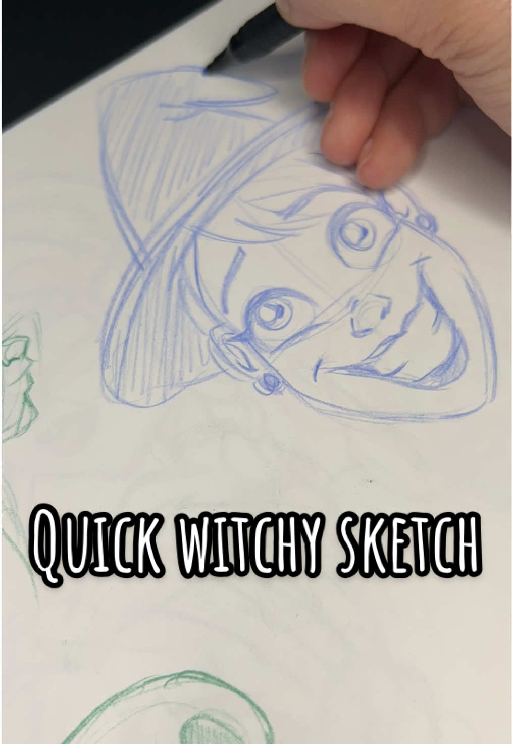 Getting into the mood to draw spooky stuff again 😏🖤 #witch #spooky #warmup #bluesketch #howtodraw