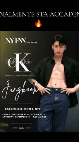 🔥 FINALMENTE STA ACCADENDO! 🔥 Jungkook è confermato per lo show Calvin Klein alla NYFW, il 13 settembre KST (12 settembre EST)! 🖤 Dai palchi globali alla passerella più prestigiosa della moda, Jungkook incarna tutto ciò che un Brand può desiderare: senza tempo, versatile e magnetico. ✨ Tutti gli occhi saranno sulla NYFW, ma i riflettori brilleranno senza dubbio su Jungkook. Questo non è solo un evento di moda: è una pietra miliare della sua carriera e un momento storico per Calvin Klein. JUNGKOOKIE, ANDIAMO! 💫 #JungkookxCalvinKlein #JKxCK #Jungkook #CalvinKlein #NYFW 