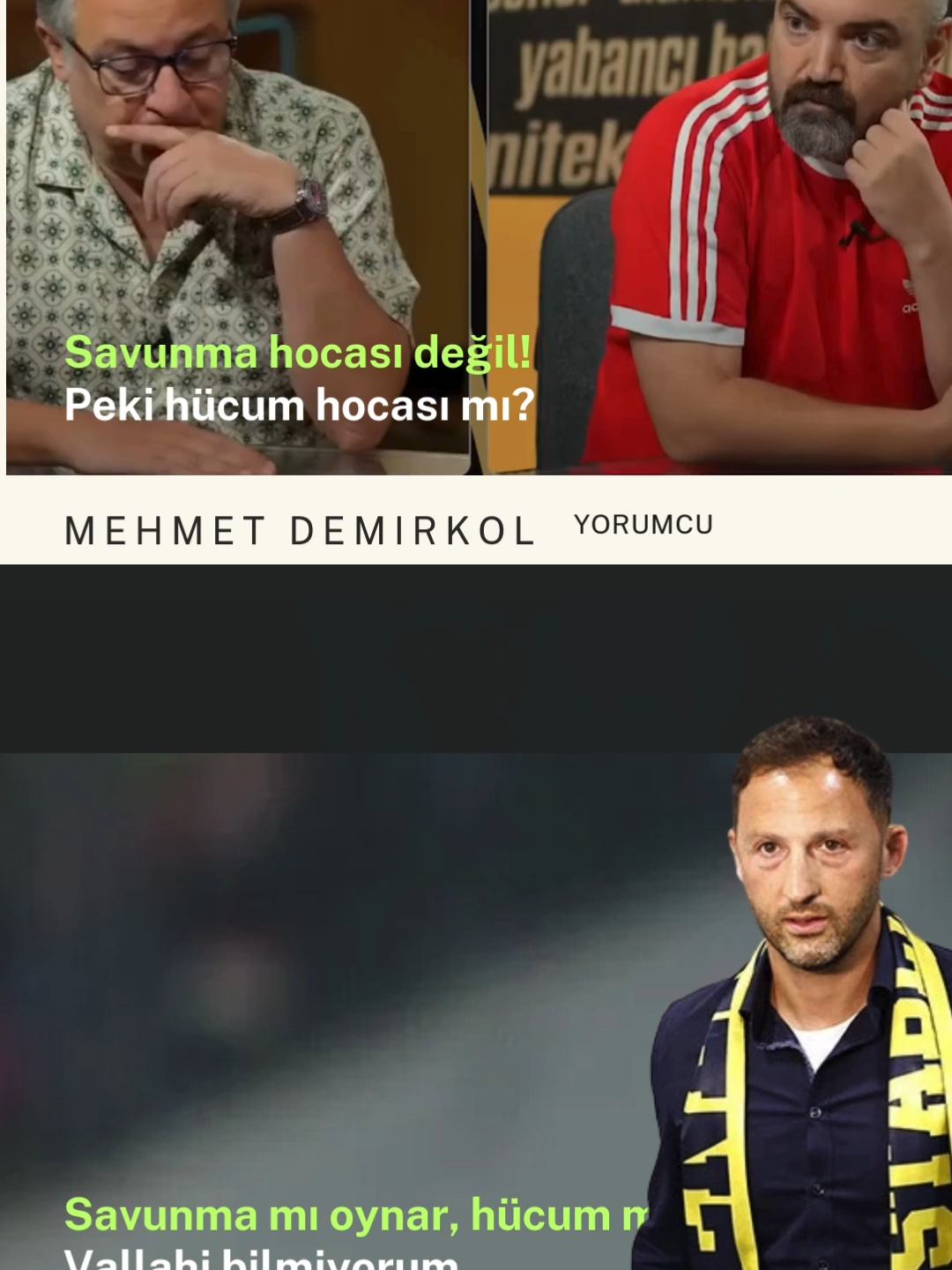 Demirkol diyor ki: Ne hücum hocası, ne savunma hocası! 💛💙 Sahada parıltı yok… Taraftar Merak Ediyor! “Tedesco: Ne Hücum Ne Savunma? 🤔 Mehmet Demirkol’un Yorumu: 🔥 Bilmiyorum, parıltı yok!” “Fenerbahçe’de Tedesco Tartışması: Sistem mi Kaos mu? ⚡️” “Tribün Soruyor: Bu Hoca Ne Oynatıyor? 😂” “Tedesco’nun Kafası Karışık mı? Demirkol’dan Sert Çıkış 🚨” 📝 “Mehmet Demirkol, Tedesco’nun sistemini yorumladı: Ne hücum hocası, ne savunma hocası… Sahada parıltı görünmüyor! ⚡️ Fenerbahçe’de tribün tartışıyor: Bu hoca ne oynatıyor? 🤔💛💙” 🎯  “Tedesco, tribünlere cevap verebilecek mi? 👀” “Sistem var ama parıltı yok! ⚡️” “Fenerbahçe’de teori değil, pratik lazım! 🔥” “Hoca gider mi? Taraftar soruyor… 📢” 📌 #Fenerbahçe #Tedesco #MehmetDemirkol #FutbolYorum #FutbolMizahı #Kadıköy #Tribün 🏷️  fenerbahçe, tedesco, mehmet demirkol, fenerbahçe yorum, futbol shorts, futbol mizah, tribün kültürü, spor yorumu, fenerbahçe hocası, futbol analizi 📢  👉 Sizce Tedesco hangi futbolu oynatıyor? 🤔 💬 Yorumlara yazın, tartışmaya katılın! 👍 Beğenmeyi, paylaşmayı ve abone olmayı unutmayın 💛💙 ⚡️ Fenerbahçe’de her hafta ayrı bir gündem var, siz de tribünün parçası olun! 🎙️“Tedesco üçlü mü oynatır, dörtlü mü oynatır? 🤔 Hücum mu, savunma mı? Demirkol diyor ki: Ne hücum hocası, ne savunma hocası! ⚡️ Sahada parıltı yok… Taraftar soruyor: Bu hoca ne oynatıyor? 😂💛💙” --- 📢 Hedefimiz 1️⃣ milyon destekçi! Nova TV ailesine katılın!  Toplum destekli medya gücü! Gerçeğin peşinde, halkın yanında! YouTube, Instagram, TikTok ve Twitter’da sesi duyulmayanlara ses oluyoruz. Sen de paylaş, destek ol, bu sesi büyüt! Toplum Anlatır, Nova Yansıtır!