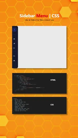 Sidebar Menu CSS  🔥 CSS Sidebar Menu  🚀 #trending #coding #htmlcss #webdesign #cssanimation #foryou 
