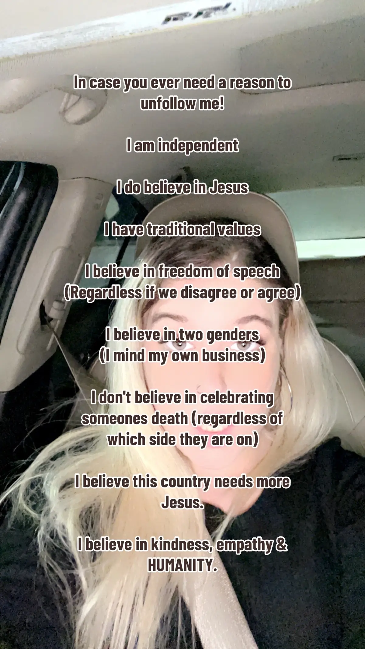 I don't ever talk about politics because I know how to put my differences aside and respect peoples views but cheering on a man who died & is just absolutely wrong. He was a father, a husband, a son & a child of Christ. I will pray for each and every one of you cheering & saying he got what he deserved. This country NEEDS Jesus. #jesuslovesyou #fyp #charliekirk #foryoupage #pray 