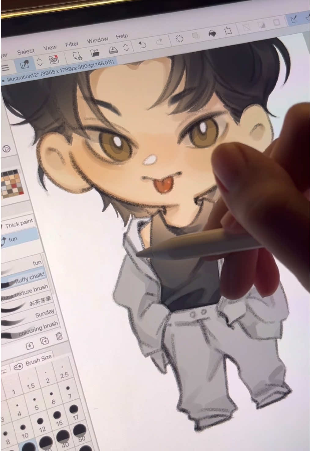 coloring and rendering chibi with me p.4 (the end😣) #art #drawing #speedpaint #drawwithme #chibi 
