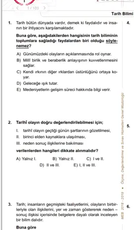 AYT,TYT,MSÜ Soru Çözümü Tarih Bilimine Giriş 1. Kısım#kpss #tyt #yks #msü 