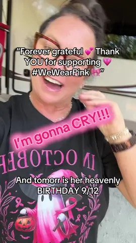 “I just want to take a moment to say THANK YOU 🙌 Every single order of our We Wear Pink in October shirts means the world to me 💕 Together, we’re spreading love + awareness for breast cancer. Couldn’t do this without y’all! 🎀” #WeWearPink #BreastCancerAwareness #ThankYou #fyp#TogetherWeFight  