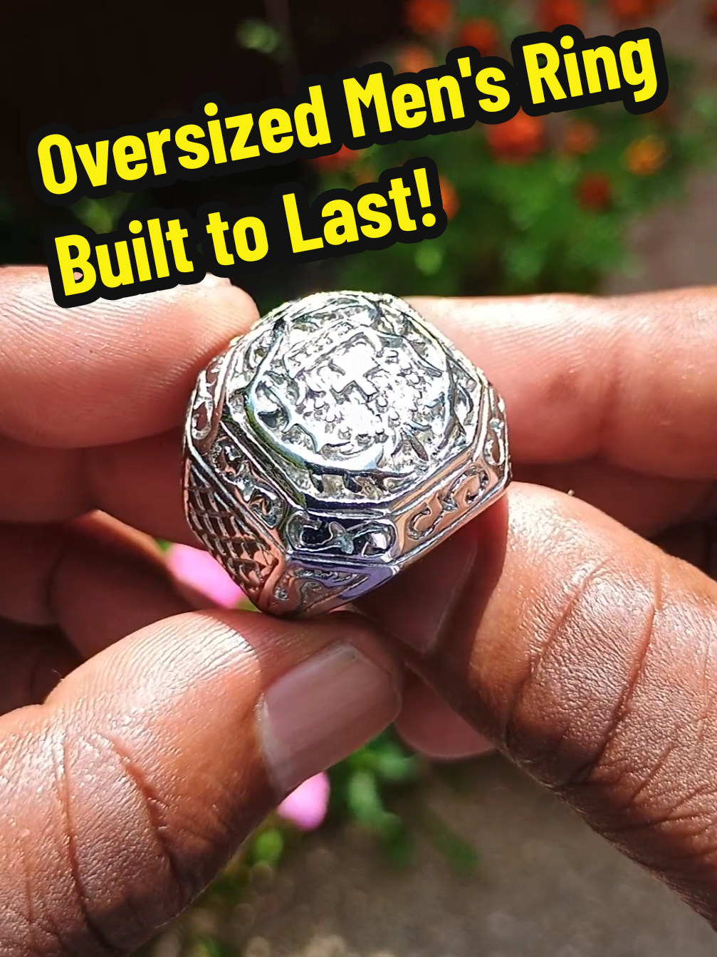 Large oversized men's holy cross ring is a bold statement piece built to combine strength, faith, and style. This men's ring is big, heavy, and crafted from durable stainless steel for long-lasting wear. With its oversized face featuring a detailed holy cross in the center, it brings powerful religious meaning while standing out as a true fashion piece. The intricate carvings on the sides add unique style, making this men's ring perfect for those who want their jewelry to reflect both faith and individuality. Whether worn daily or on special occasions, this men's ring is built to be noticed and admired. #mensring #stainlesssteelring #mensjewelry 