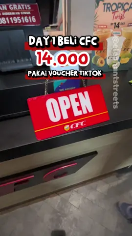 CFC udah bisa dibeli di TikTok lho guys. Klik tag lokasi di VT ini buat klaim diskonnya. Pilih menunya - klik beli - check out payment. Terus tukerin vouchernya di outlet CFC terdekat. Buruan promonya bisa hilang kapan aja!! #promoseruweekend #promomakangajian #cfc #cfcindonesia #vouchertiktok 
