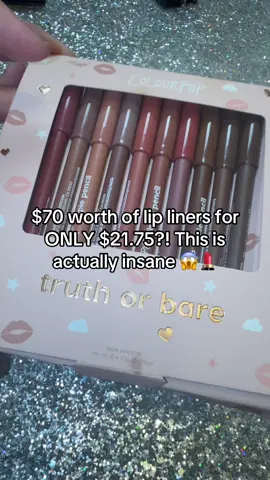 The ColourPop Truth or Bare Lippie Pencil Vault is the BEST deal you’ll see all week 👏 You get 10 creamy, matte, non-drying lip liners in must-have shades for just $21.75 (that’s 69% OFF 🤯). Already 6.2K sold this month + free gift + free shipping—no wonder it’s going viral on TikTok 💋✨ @ColourPop Cosmetics  #colourpop #lipliner #lipcombo #liptok #fyp 