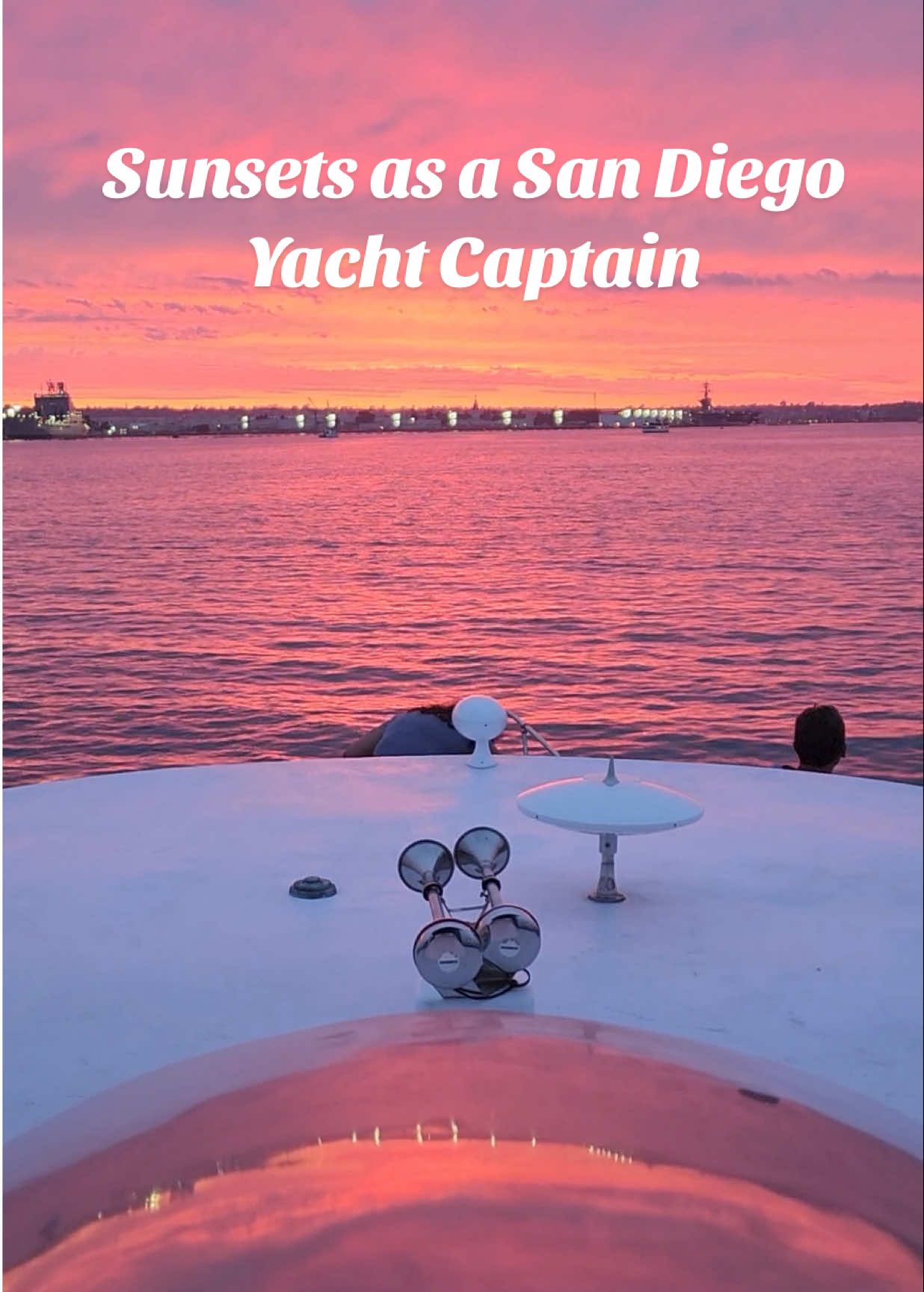 The prettiest way to see a sunset in San Diego is from the bay. Don’t believe me? Bring your friends for a private sunset cruise on my yacht. We can hold up to 40 guests! Call us for booking info and availability  #sandiegocalifornia #sandiegolife #sunsetvibes #beachsunset #sandiegosunset 