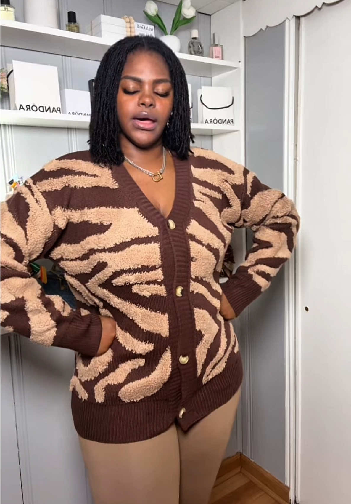 This colorblock jacquard fuzzy cardigan is the ultimate layering piece for fall & winter. With its soft texture, drop-shoulder fit, and button-front style, it’s perfect for everyday comfort with a trendy twist. 🍂🧶 #WomensCardigan #ColorblockStyle #FuzzyKnit #FallOutfits #WinterWardrobe       