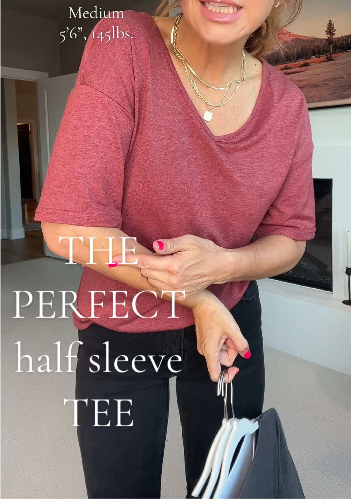 In my book this is the absolute perfect lightweight tee. #vneck #vnecktshirt #elevatedbasics #halfsleeveshirts #affordablefashion 
