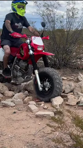 When life gets bumpy… Air down your tires 🤓  This is something i mention often .. how ever today we decided to test random PSI , and this one was the sweet spot for crawling rocks 🪨  Not only do 4-6” bumps disappear .. the traction is insane.       This XR400 is the perfect bike for this ✅  Do you ride rough terrain?  Do you want a tubeless atv tire that can take some Serious off-road abuse?? …  order your Fat Tire Kit today 👍🏼💡  #honda #xr400 #dirtbike #foryou #offroad 