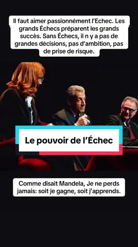 Il faut aimer passionnément l’Echec. Les grands Échecs préparent les grands succès. Sans Échecs, il n y a pas de grandes décisions, pas d’ambition, pas de prise de risque. Comme disait Mandela, Je n’échoue jamais, soit je gagne, soit j’apprends. #confianceensoi #motivation #echec  #Leader #pourtoi