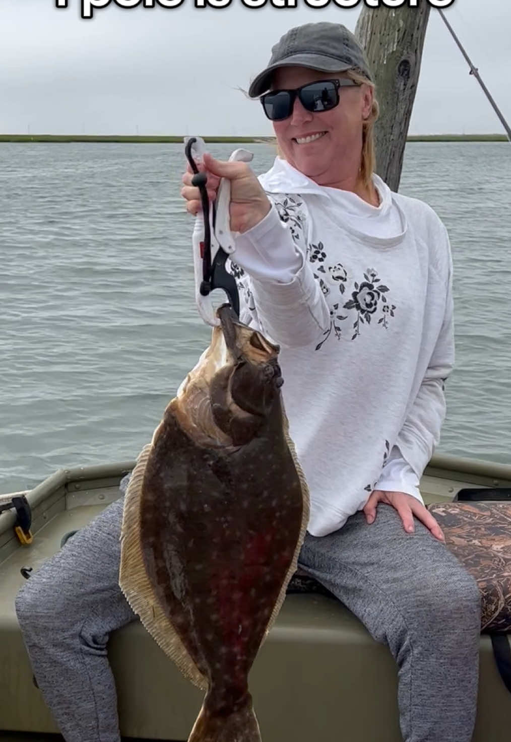 Monster fluke caught pole. one pole is structure. ##fishing