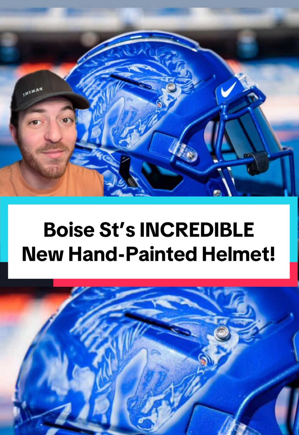 What do you think of the Broncos’ new airbrushed helmet? (Tie-ins with the Boise State Broncos AND the Seattle Seahawks in the same week? Loving the return of football so far 🔥) @Boise State Football #CollegeFootball  #boisestate  #footballhelmet  