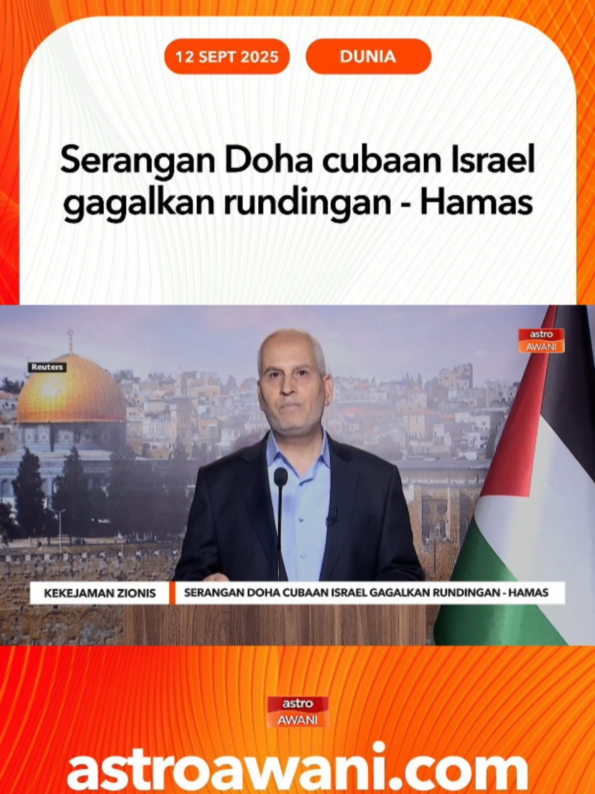 Serangan udara Israel yang menyasarkan pemimpin Hamas di Doha minggu ini dilihat sebagai usaha untuk menggagalkan rundingan gencatan senjata. #AWANInews