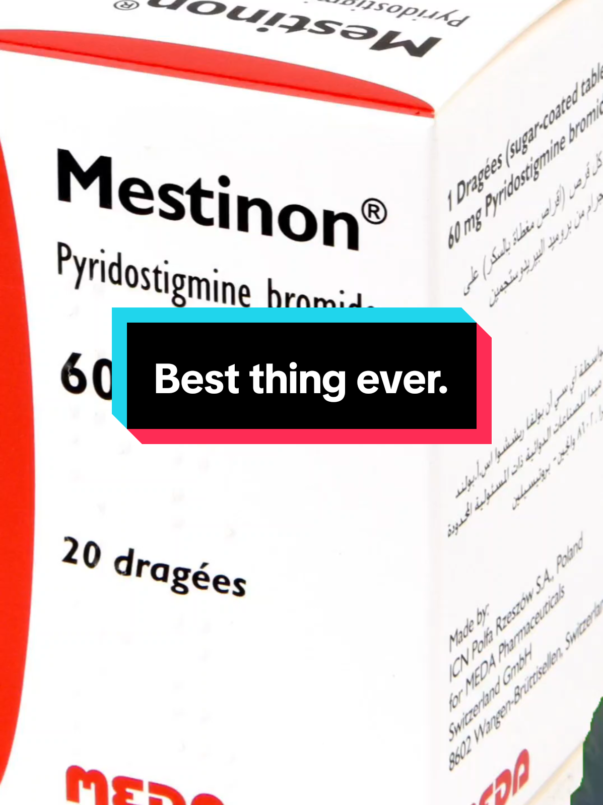 Literally one of the best medications.  #Meme #MemeCut #CapCut #mestinon #myastheniagravis 