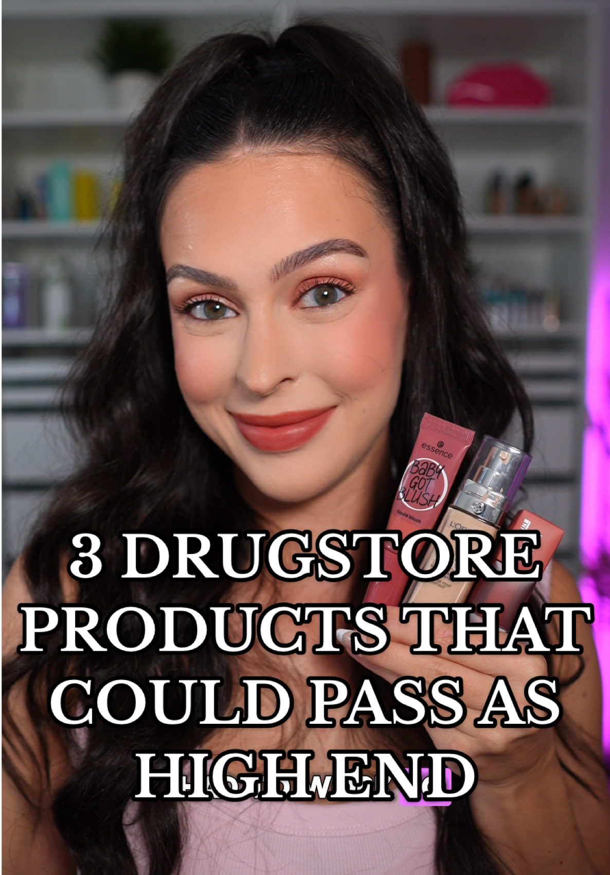 This week’s drugstore finds @L’Oréal Paris - True Match Foundation in shade: 2.C Cool Rose @essence.cosmetics Baby Got Blush Liquid Blush in shade: 20 Blushin Berry  @Maybelline NY Super Stay Teddy Tint in shade: 15 Skinnydip #DrugstoreMakeup #MakeupDupes #AffordableBeauty #BeautyTok #MakeupReview