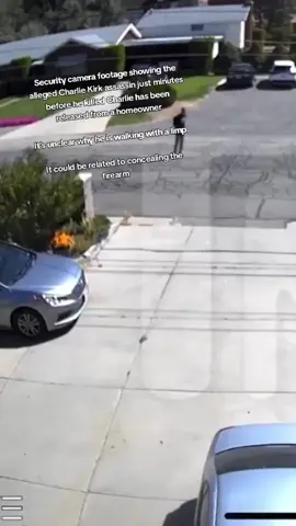 Security camera footage showing the alleged #CharlieKirk assassin just minutes before he kiIIed Charlie has been released from a homeowner 