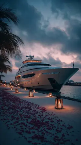 Twilight on a Dreamy White Yacht