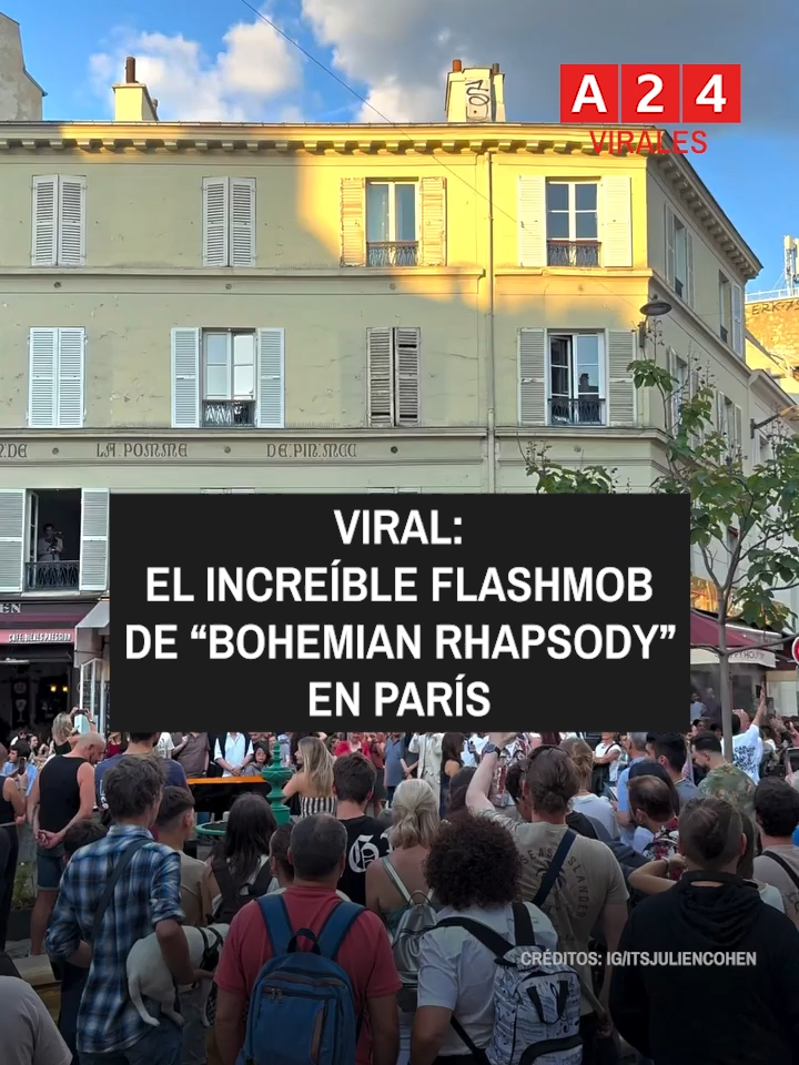 VIRAL: EL INCREÍBLE FLASHMOB DE “BOHEMIAN RHAPSODY” EN PARÍS Treinta músicos y cantantes se reunieron en las calles parisinas para interpretar la icónica canción de Queen. #flashmob #queen #A24 #paris